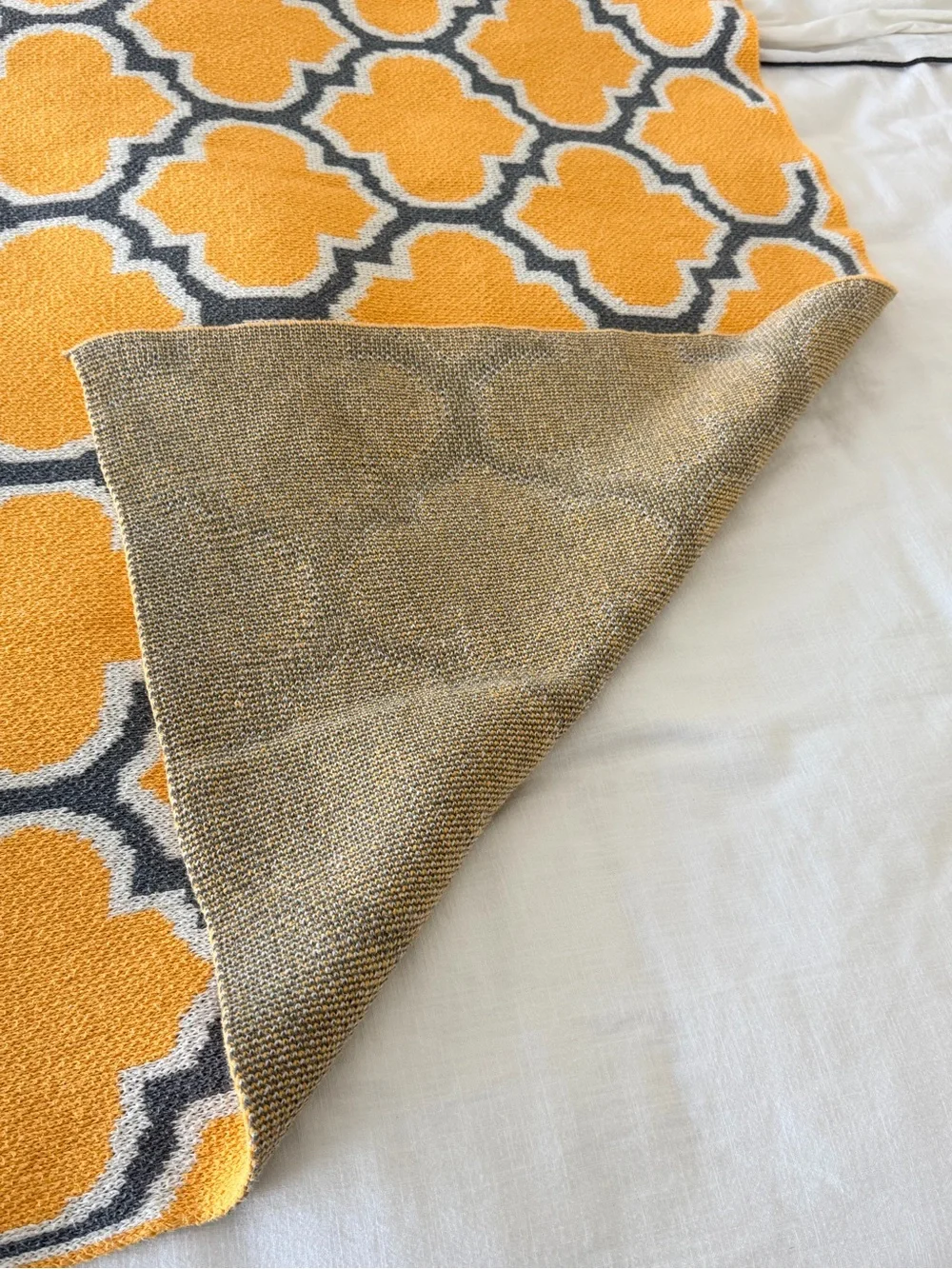 Yellow and Gray Geometric Throw Blanket